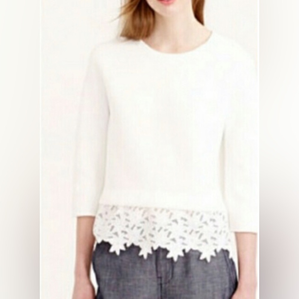 JCrew Eyelet Panel Sweater Size M